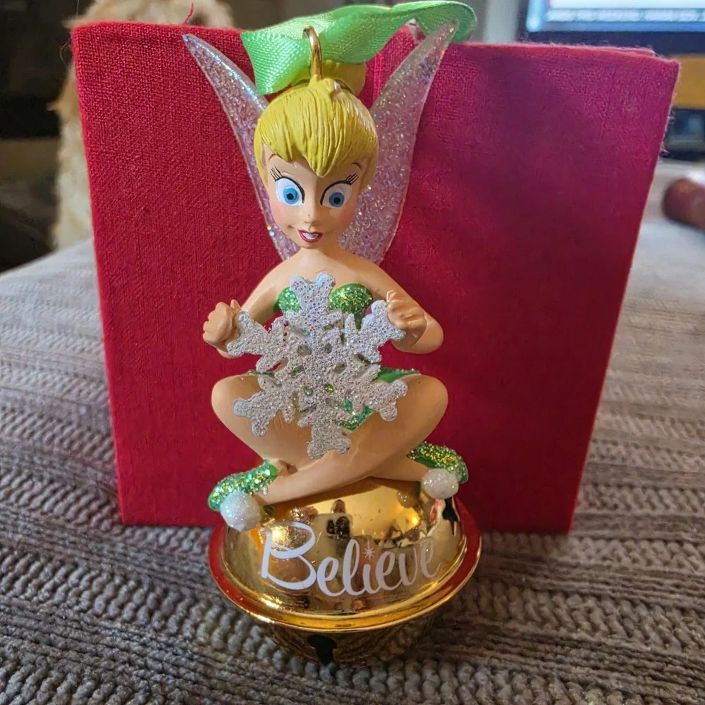 Disney Tinker Bell Believe Jingle Bell Christmas Ornament Snowflake Fairy 2006